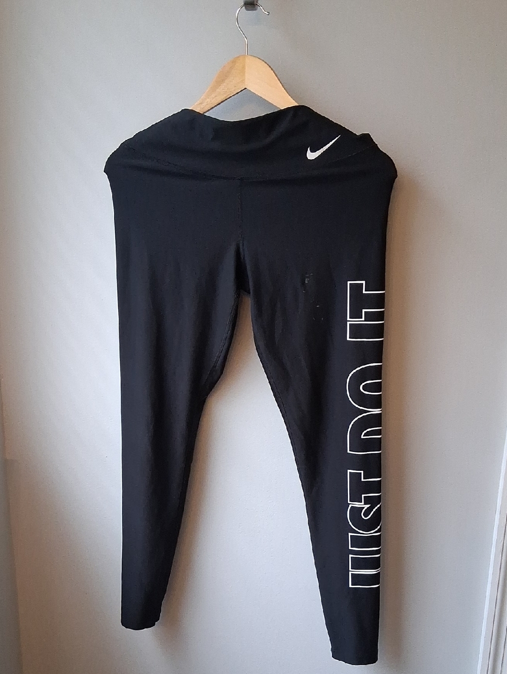Nike Black Leggings with White 'JUST DO IT' Side Print